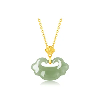Lao Feng Xiang Hetian Jade Necklaces Green Jade Women's