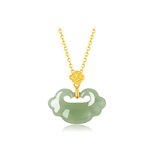 Lao Feng Xiang Hetian Jade Necklaces Green Jade Women's