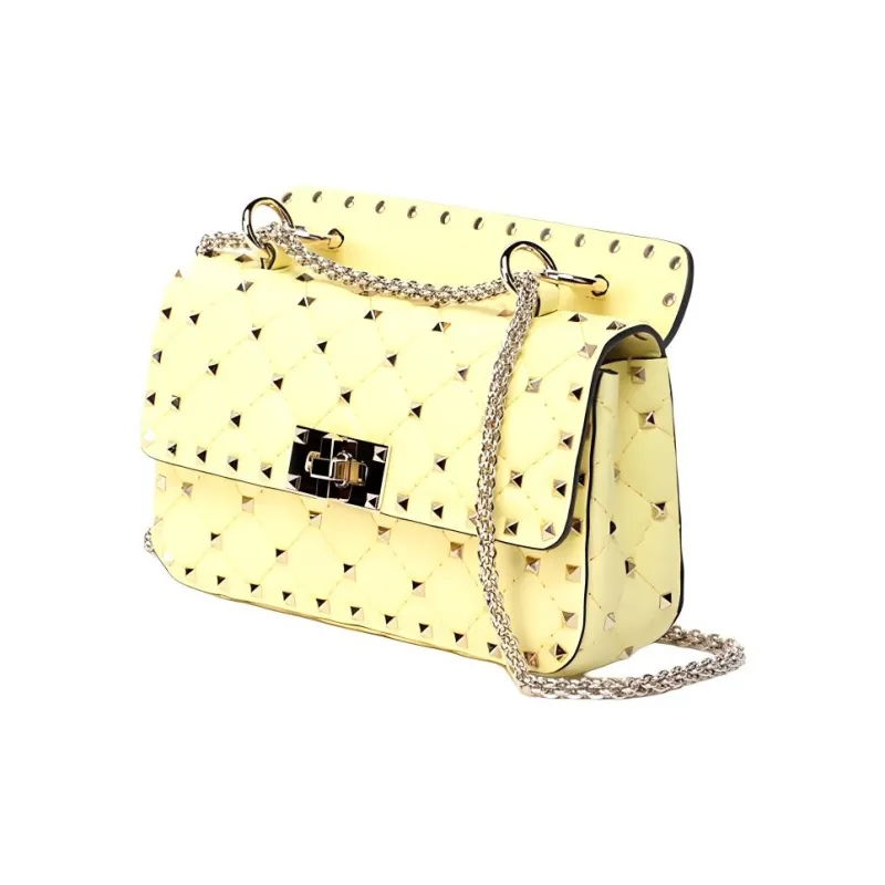 Valentino GARAVANI Lambskin Material Shoulder Bag, Crossbody Bag, Handbag Women's Yellow-1