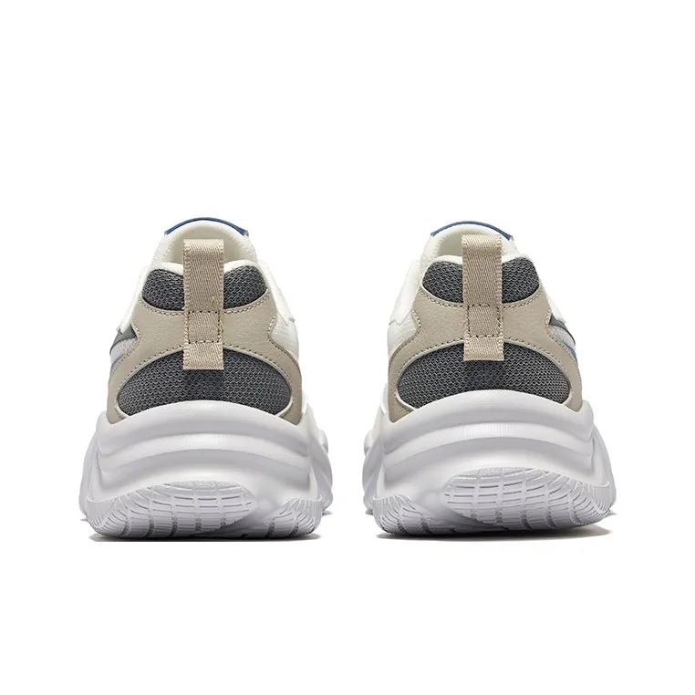 Erke Ci Wu Rebound Wear Resistant Breathable Low Top Casual Shoes Men's Microcrystal White Steel Gray-3