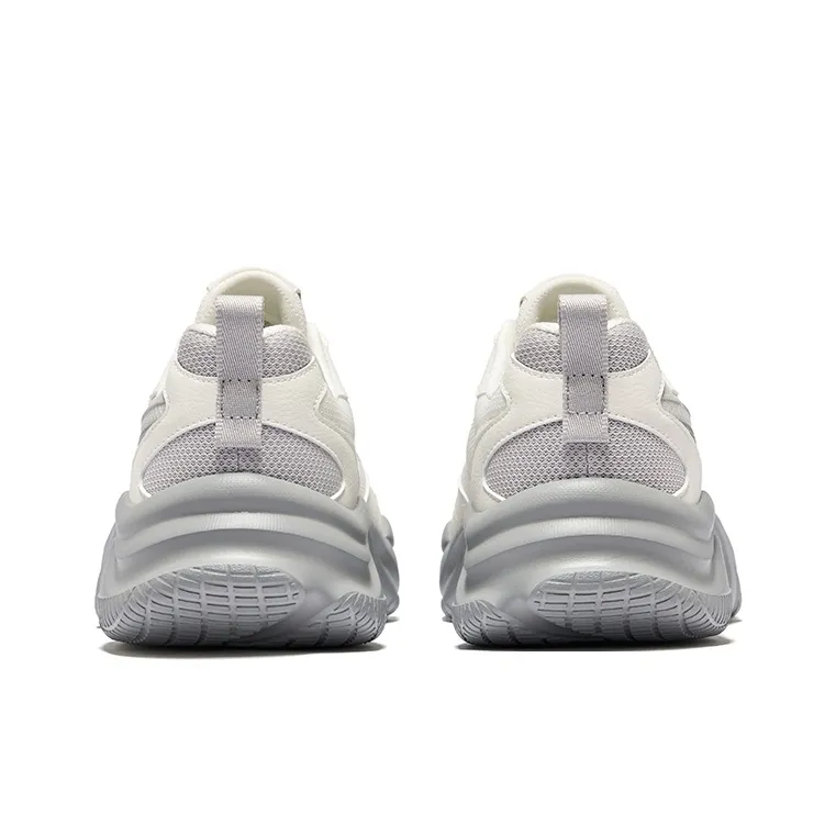Erke Ci Wu Rebound Wear Resistant Breathable Low Top Casual Shoes Men's Microcrystal White Mist Gray-3