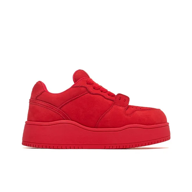 WANDER AROUND Cushioning Height Increase Low Top Skateboard Shoes Women's Red-1