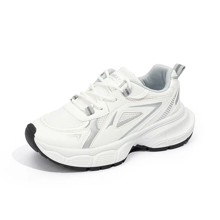 BABAYA KIDS Slip Resistant Breathable Low Top Chunky Sneakers Women's White Gray-1