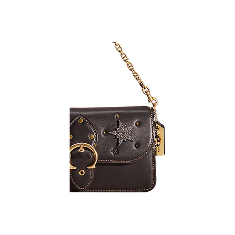 COACH Beat Glove Tanning One Shoulder Crossbody Clutches Small Size Women's Black-4