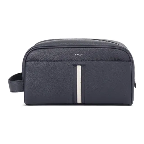 BALLY Cow Leather Storage Bag, Toiletry Bag Men's Midnight Blue