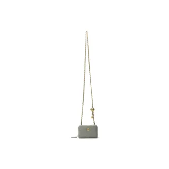CHANEL Sheepskin Coin Purse Women's Light Gray