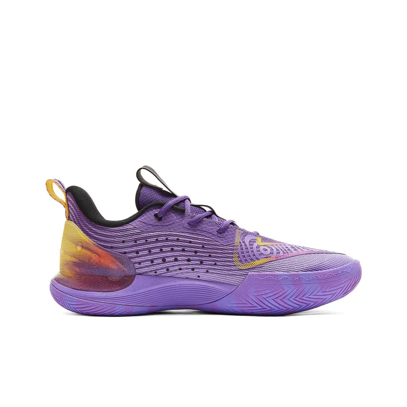 PEAK Basketball Shoes Men Low Top Purple Floral Yarn-2