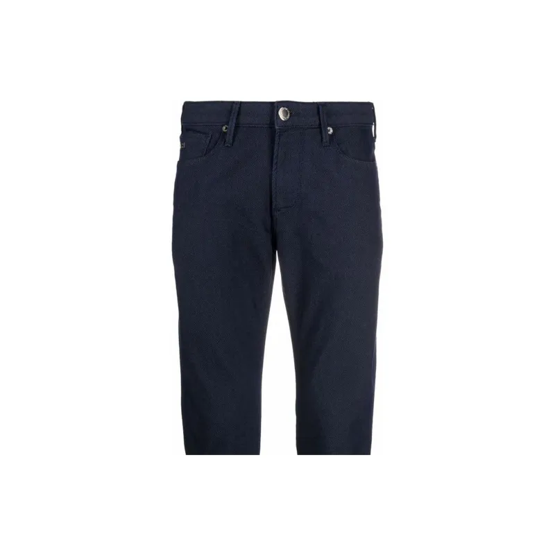 EMPORIO ARMANI Logo Plaque Straight Leg Slim Cut Trousers-4