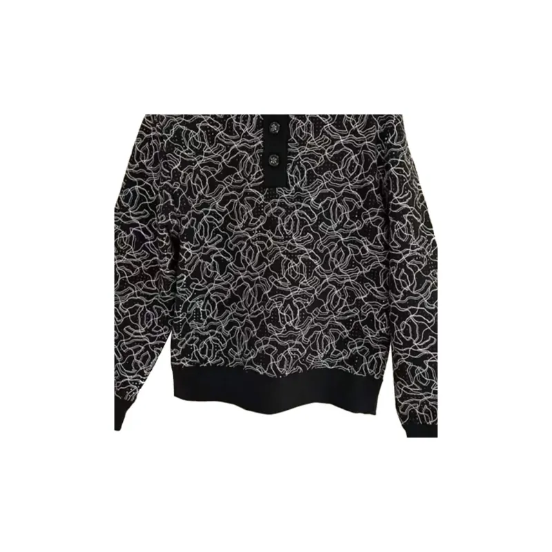 CHANEL Polo Shirt Women's Black White-5