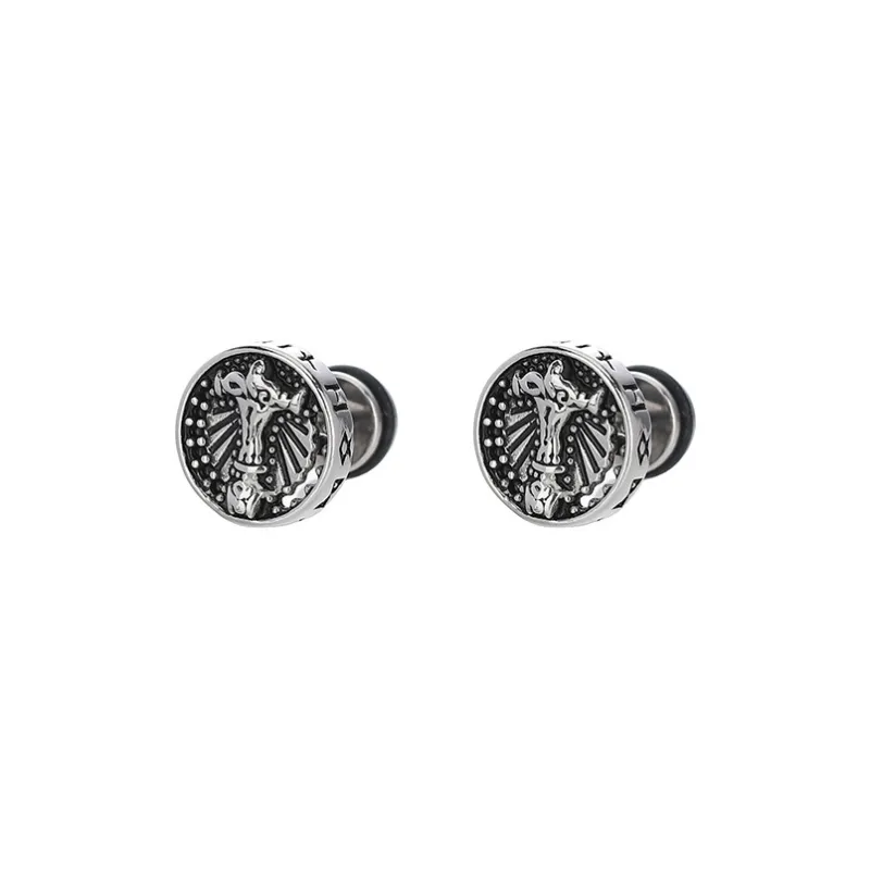 ATPLAY Copper Stud Earrings Unisex Silver-0