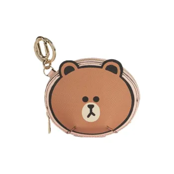 Furla LINE FRIENDS Collaboration Leather Coin Purse Mini Women's Brown Multicolor