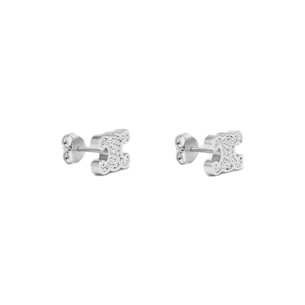 【国内発送】Triomphe Rhinestone Studs CELINE Triomphe Rhinestone Studs in Strass and Brass With