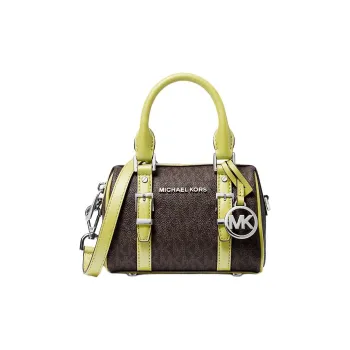 MICHAEL KORS Bedford Leather Patchwork Shoulder Bag Crossbody Bag Handbag Women's Acorn Brown & Yellow Multicolor