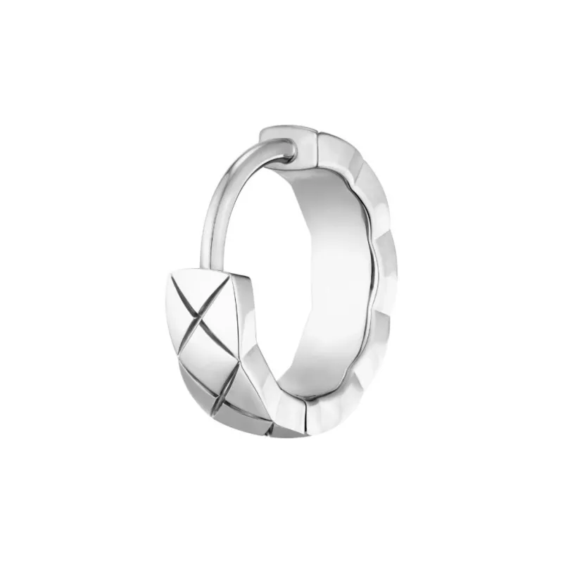 CHANEL Diamond Earrings Unisex Silver-2