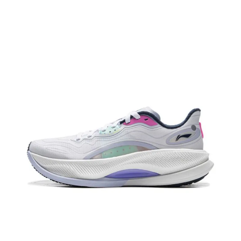 LiNing Yueying 4PRO Slip Resistant Cushioning Rebound Low Top Casual Running Shoes Men's White Purple-0