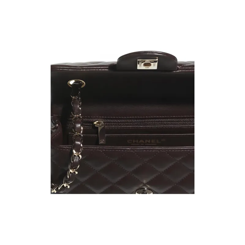 CHANEL Classic Flap CF Sheepskin Shoulder Bag, Crossbody Bag Mini Women's Chocolates Brown-2