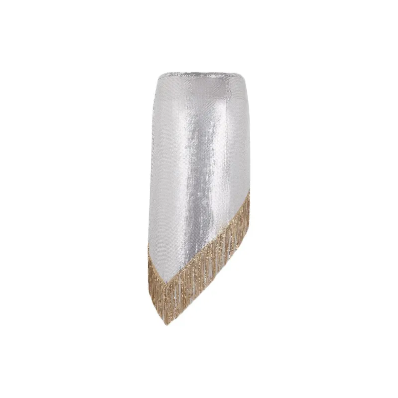 Paco Rabanne Casual Long Skirt Women's Silver-1