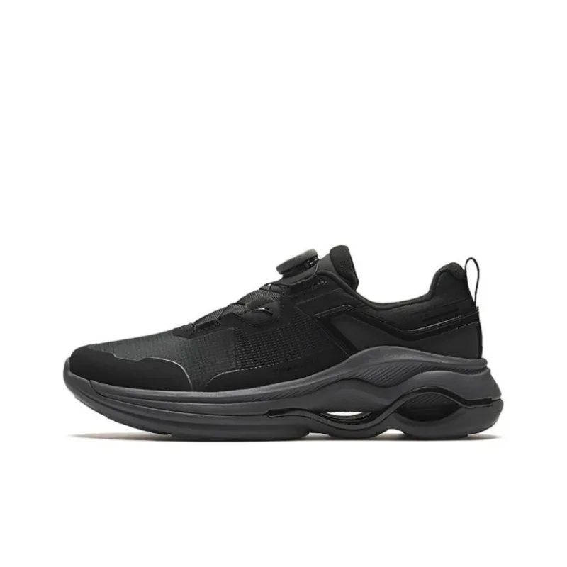 Anta Cushioned Anti Slip Wear Resistant Breathable Lightweight Low Top Running Shoes Men's Black-0