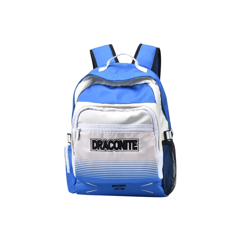DRACONITE Polyester Student Backpack Backpack Multi-Compartment Backpack Unisex Cerulean White-16