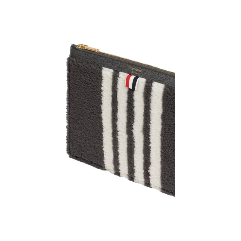 THOM BROWNE· Shearling Satin Logo Clutch Trumpets Men's Medium Gray-3