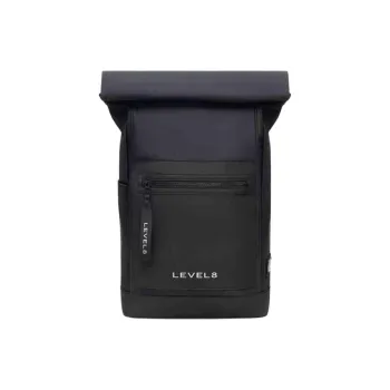 LEVEL8 Polyurethane Backpack Medium Size Men's Black