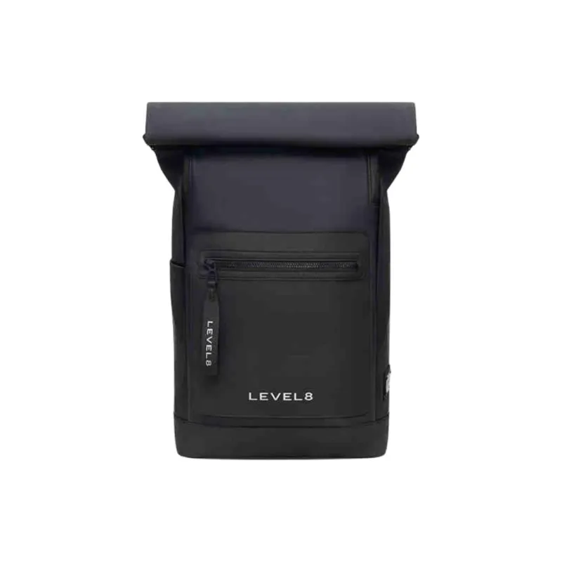 LEVEL8 Polyurethane Backpack Medium Size Men's Black-0