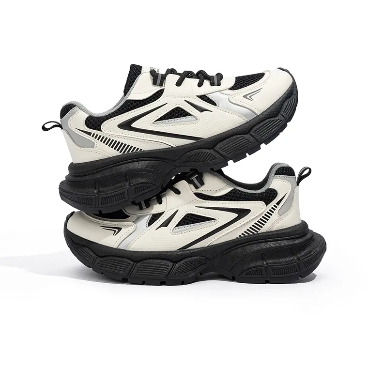 Babaya Slip Resistant Breathable Low Top Kids' Running Shoes Beige Black Teenagers-4