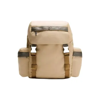 Lululemon Nylon Backpack Mini Unisex Light Camel Brown And Gray Green