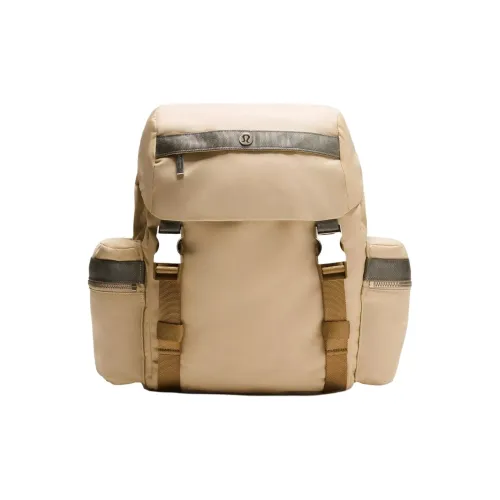 Lululemon Nylon Backpack Mini Unisex Light Camel Brown And Gray Green
