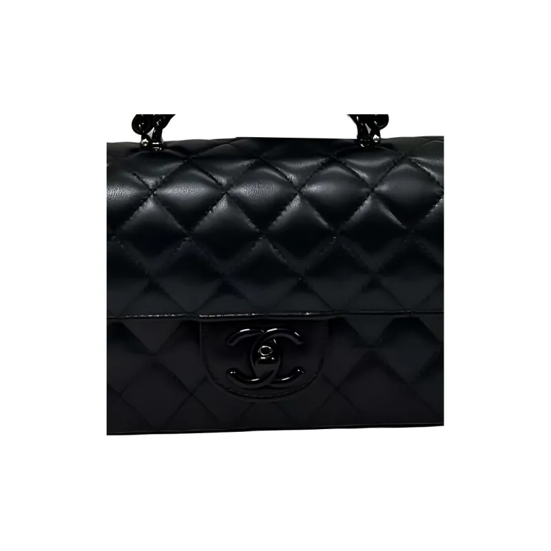 CHANEL So Black Lambskin Shoulder Bag, Crossbody Bag, Handbag Women's Black-2