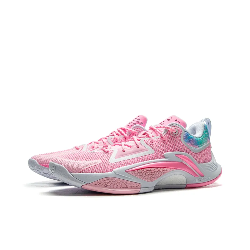 LiNing BadFive Hunter 1 Slip Resistant Coverage Lightweight Rebound Low Top Outdoor Basketball Shoes Men's Neon Pink-2