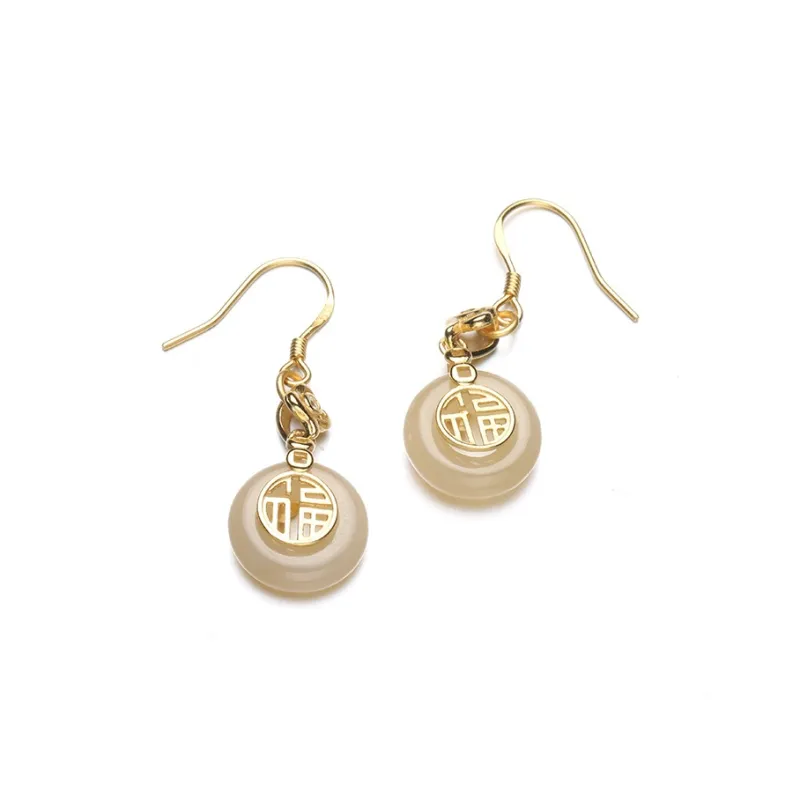 DARA Hetian Jade Earrings Dusty Pink Women's-3