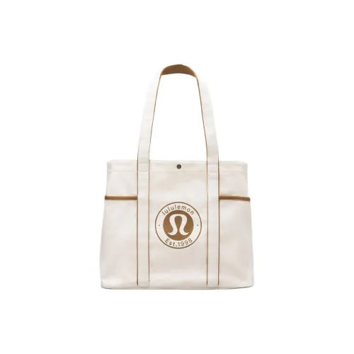 Lululemon Cotton Tote Bag Shopping Bag Shoulder Bag Handbag Unisex Natural Blend Caramel
