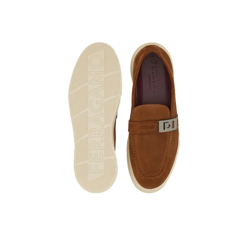 FERRAGAMO Hug Loafers Men's Brown-4