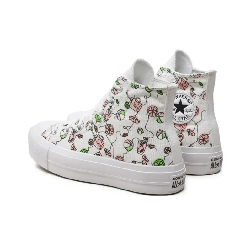 Converse Chuck Taylor All Star Lift Anti Slip Wear Resistant High Top Canvas Shoes Women's White Pink-4