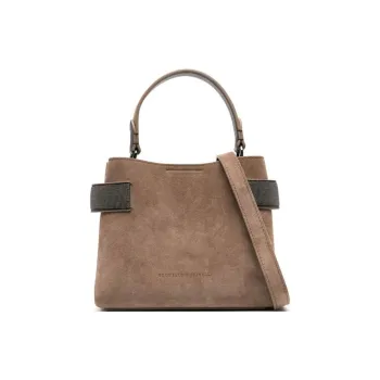 Brunello Cucinelli Monili Calf Suede Shoulder Bag Crossbody Bag Handbag Women's Light Brown