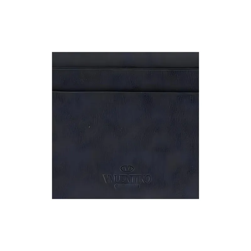 Valentino Rockstud Calfskin Card Holder Men's Black-4