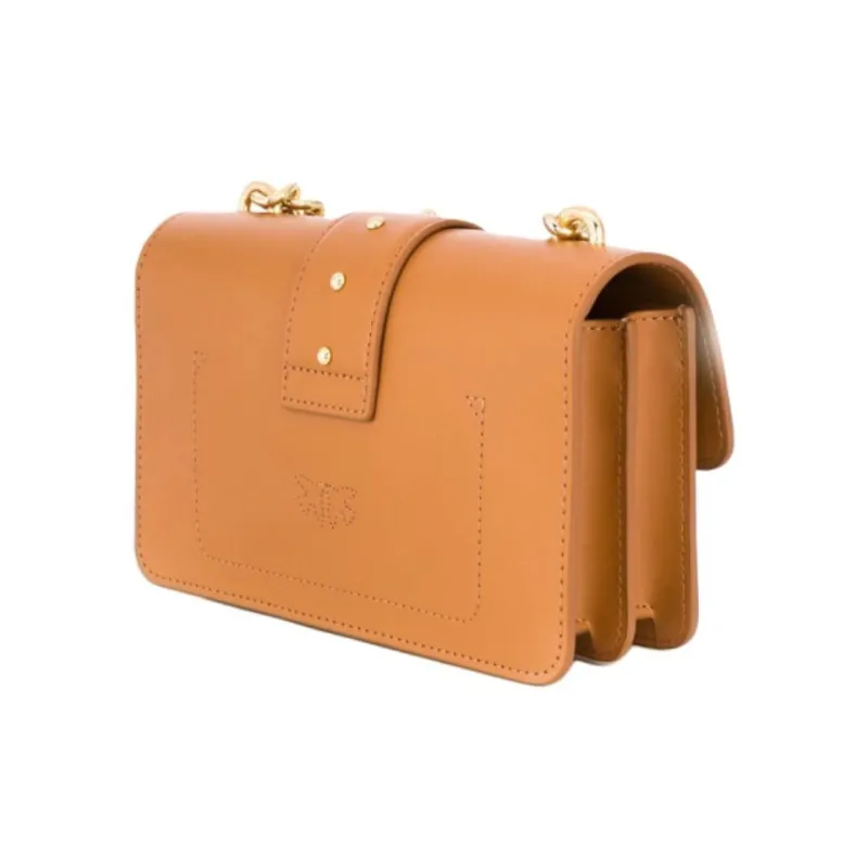 PINKO Cow Leather Chain Bag Swan Bag Shoulder Bag Crossbody Bag Small Size Women's Brown-1