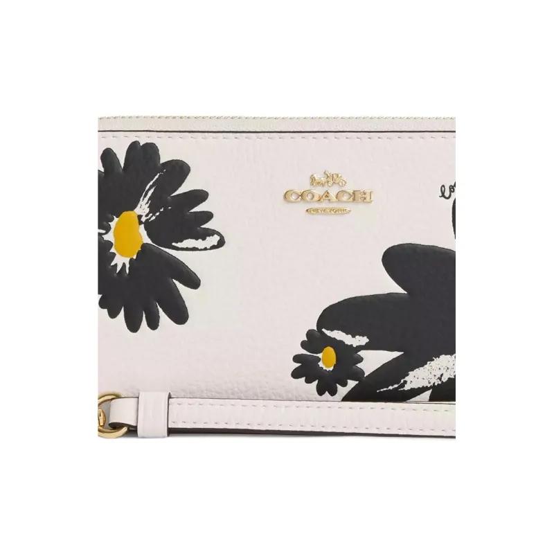 COACH Zip Around Litchi Grain Leather Wallet Small Size Women's Chalk Multicolor-2