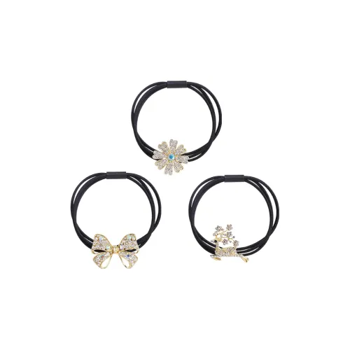 QIMEILA Leather Bands Artificial Crystal Hair Tie Women's