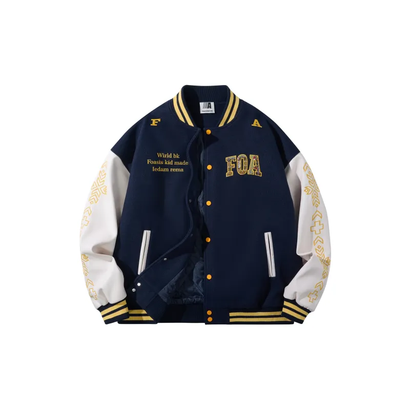 FOASIS Baseball Jacket Unisex Navy Blue-2