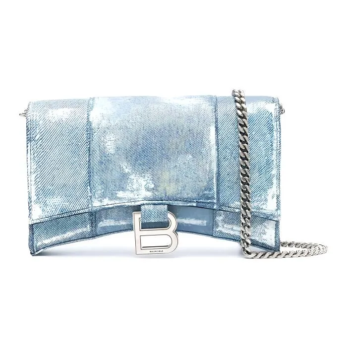 Balenciaga Hourglass Denim Lambskin Hourglass Bag Shoulder Bag Crossbody Bag Wallet Regular Women's Blue-0