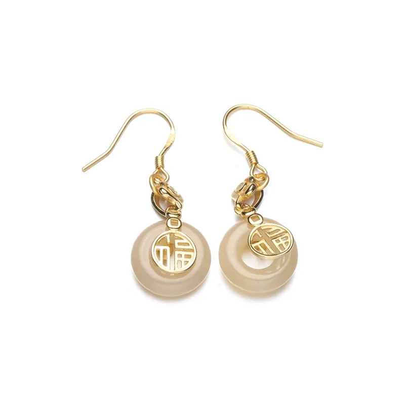 DARA Hetian Jade Earrings Dusty Pink Women's-1