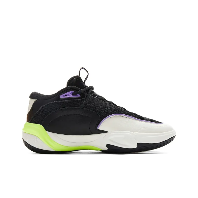 PEAK Basketball Shoes Men Low Top Black White Purple-1