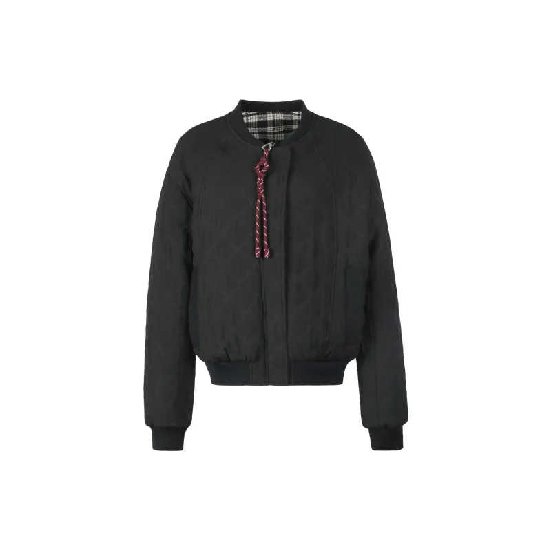 Valeria Obbaco Puffer Jacket Unisex Black White Plaid-3