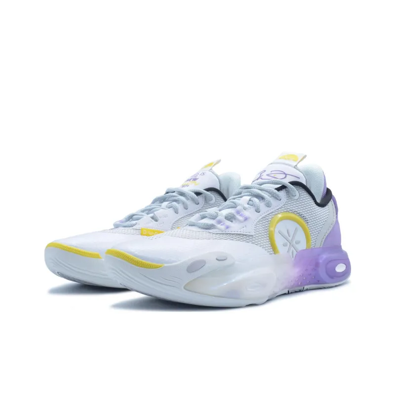 LiNing All City 12 Anti Slip Wear Resistant Low Top Basketball Shoes Unisex White Purple-2