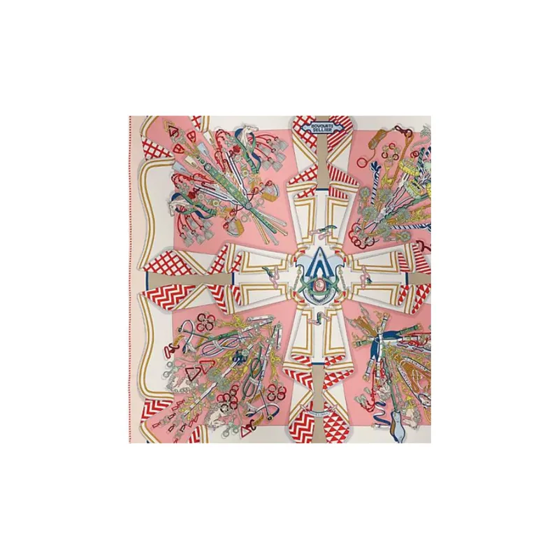 HERMES Mulberry Silk Scarves Women's Rose-1