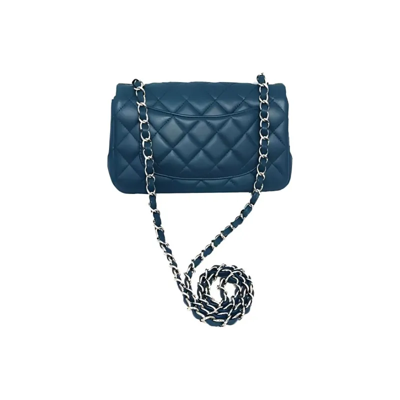 CHANEL Classic Flap CF Sheepskin Metal Chain Shoulder Bag, Crossbody Bag Mini Women's Lake Green-2