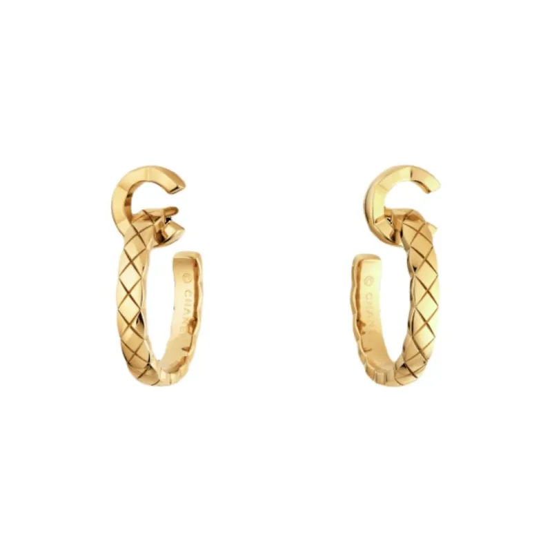 CHANEL 18K Gold Earrings Unisex Gold-0