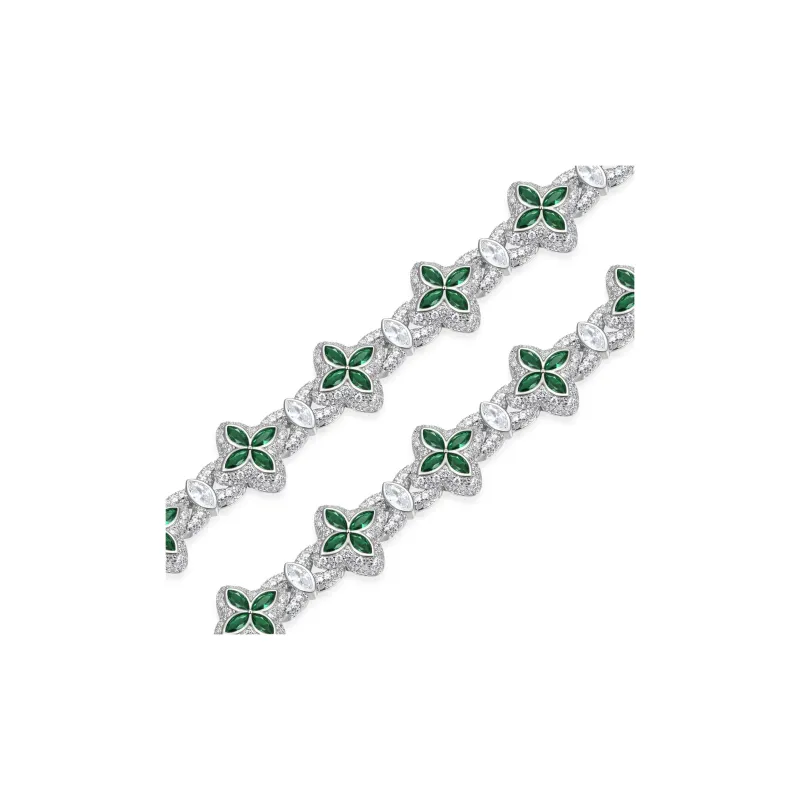 APORRO 18K White Gold Plated Copper Zircon Bracelets Unisex-1